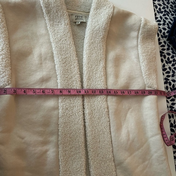 FRYE SND CO. Cream/Tanish Sherpa Sleeveless Open Front Women’s Vest  XL Pockets - Picture 12 of 14